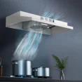 thumbnail image 1 of 30 inch Range Hood Under Cabinet, Stainless Steel Kitchen Vent Hood 280CFM, Built-in Kitchen Stove Hood w/Rocker Button Control, Ducted/Ductless Convertible Duct, 2 Speeds Fan, Bright LED Light, 1 of 7
