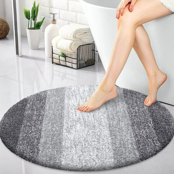 30-inch Round Bathroom Rugs, Extra Soft and Absorbent Microfiber Bath Rugs, Quick Dry Machine Washable Bath Mats for Bathroom Floor, Tub and Shower, Home Decor Accessories, Grey