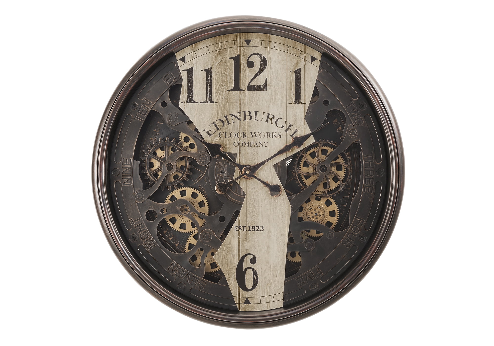 30-inch Round Wall Clock with Gear Mechanism, Brown, Suitable for ...