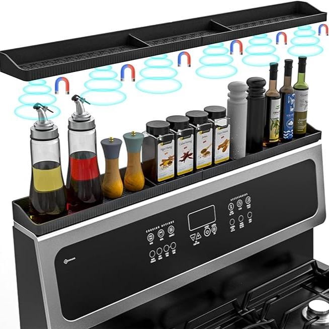30 inch Silicone Stove Top Shelf Magnetic Kitchen Gadget Rack for Spice ...