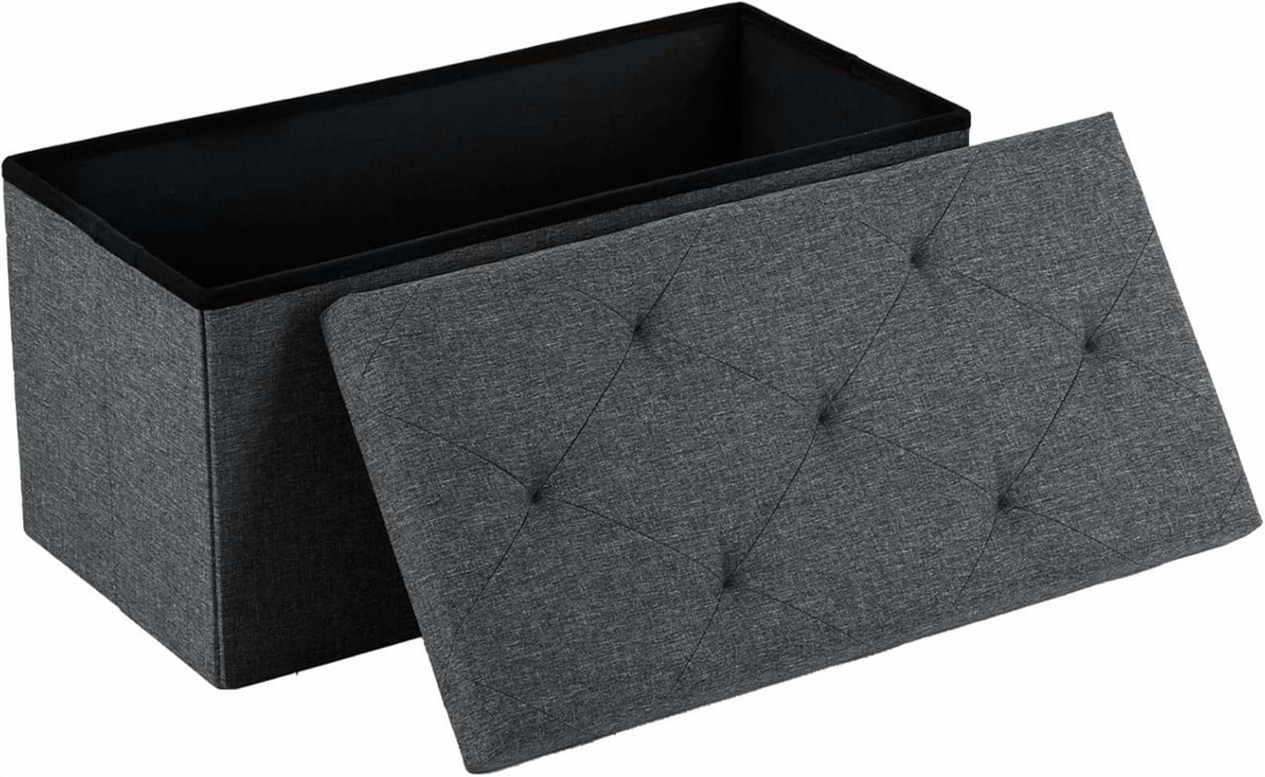 30 inch Storage Ottoman Bench, 30 inch Folding Storage Bench Ottoman, for Bedroom, Living Room, and Utility Room