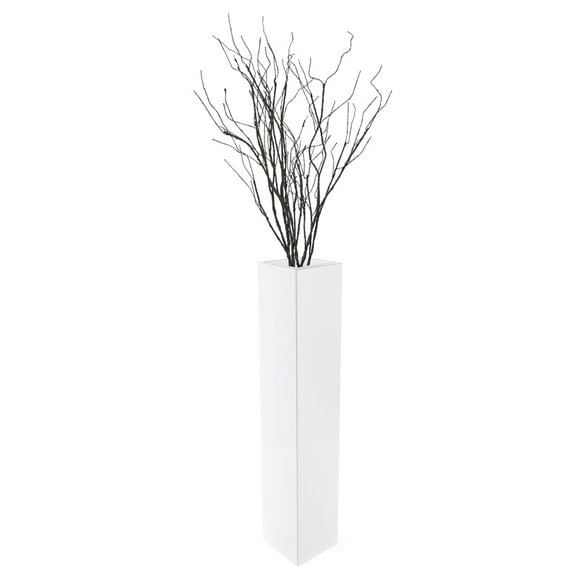 30 inch Tall Rectangular Wooden Modern Floor Vase - Sleek Contemporary Decor Accent for Living Room, Bedroom, Hallway and Entryway - Handcrafted Decorative Display Piece with Elegant Design, White
