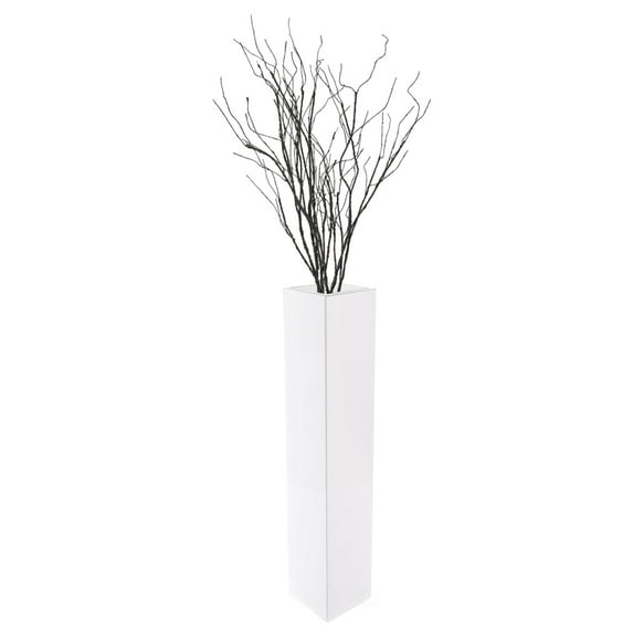 30 inch Tall Rectangular Wooden Modern Floor Vase - Sleek Contemporary Decor Accent for Living Room, Bedroom, Hallway and Entryway - Handcrafted Decorative Display Piece with Elegant Design, White