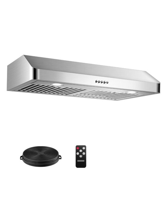 30 inch Under Cabinet Range Hood Stainless Steel 700 CFM Ducted Vent with Push Button Control 3 Speed LED Light