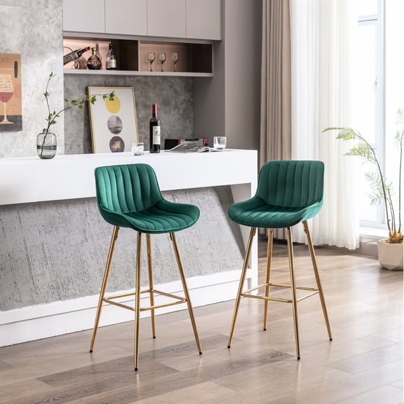30 - inch Velvet Bar Stools with Green Color / Fashionable for Kitchen Counters