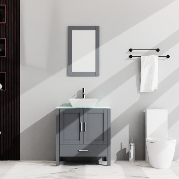 30 - inch Wide, Glass Countertop - Easy Assembly with Fixing Manual - Bathroom Setup - Save Time and Effort