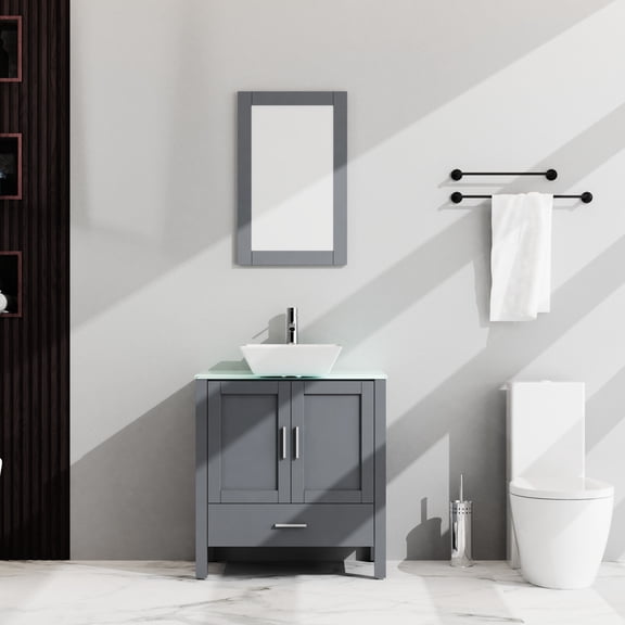 30 - inch Wide, Glass Countertop - Easy Assembly with Fixing Manual - Bathroom Setup - Save Time and Effort