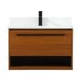 thumbnail image 1 of 30 inch single bathroom vanity in teak with backsplash, 1 of 10