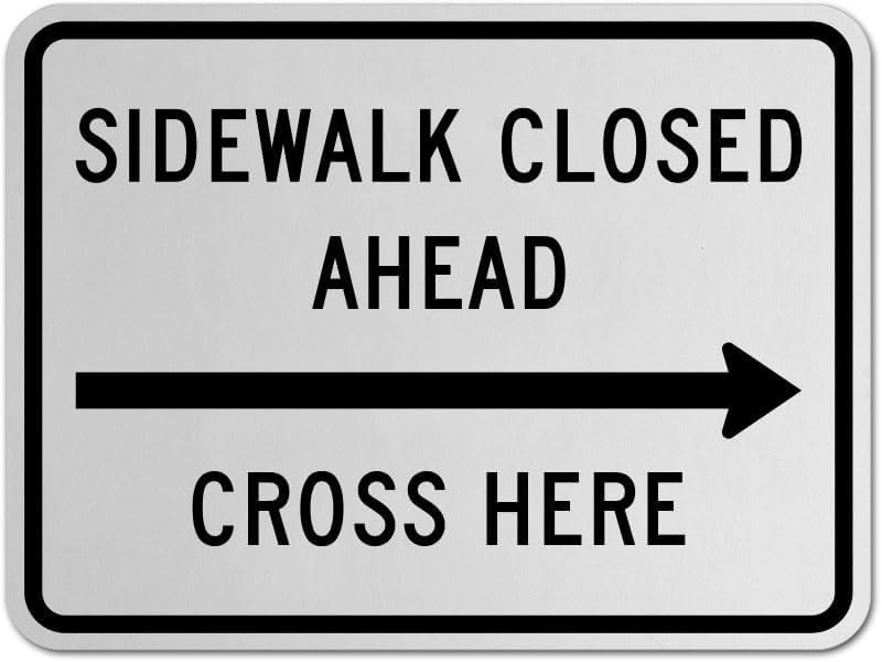 USAストリート看板　SIDEWALK CLOSED Caution: Stop Sidewalk Closed Portrait - Wall Sign