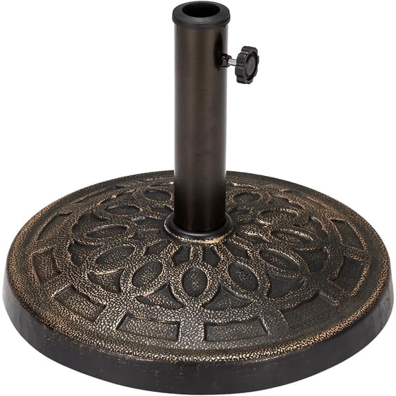30 lbs Heavy Duty Round Antiqued Umbrella Base for 1.5 or 1.9 Poles, for Outdoor, Lawn, Deck, Poolside & Patio Umbrella Stands