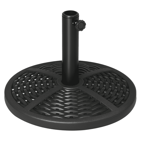 30 lbs Umbrella Base, Heavy Duty Patio Parasol Stand 18" Round Rattan Design - Black