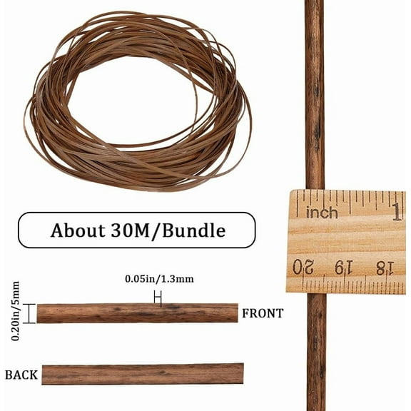 30 m 5mm x 30m Rattan Repair Kit Weave Material Plastic Flat Basket Wicker Weaving Rattan Woven Knit Furniture Plastic Cane Fix Knit Vinyl for Garden Patio Chair Sofa Box Camel