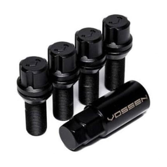 30 mm Lock Bolt 14 x 1.25 in. 17 mm Hex Cone Seat, Black - Set of 4