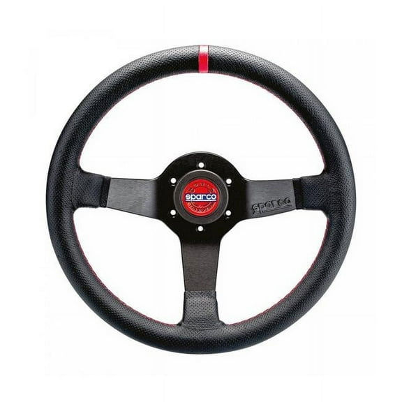 30 mm R330 Champion Black Leather & Red Stiching Steering Wheel
