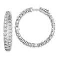 thumbnail image 1 of 30 mm Sterling Silver Rhodium-Plated CZ 50 Stones In & Out Hinged Hoop Polished Earrings, 1 of 1