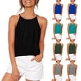 thumbnail image 1 of Up to 30% off! Kmdttou Womens Pleated Tank Tops Spaghetti Strap Camisole Tops Curved Hem Fashion Suspender Tops Fashion Layering Slim Trendy Cool Tops, 1 of 7