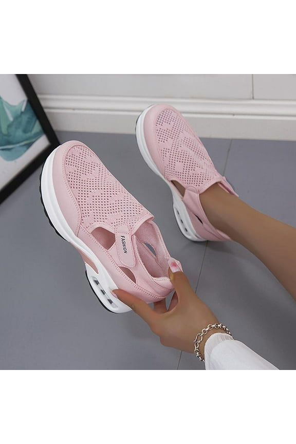 Women's Fashion Sneakers Casual Work Shoes Non Slip Running Shoes Athletic Sneakers Thick Soled Sports Walking Shoes Pink Size 8