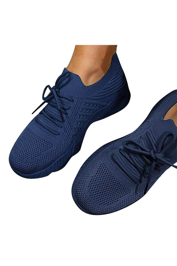 Women's Fashion Sneakers Shoes for Women Non Slip Running Shoes Plus Size Breathable Mesh Sports Shoes Thick Soled Shoes Blue Size 6