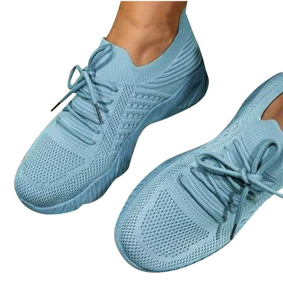 Zanvin Women's Fashion Sneakers Shoes for Women Non Slip Thick Soled Running Shoes Plus Size Breathable Mesh Sports Shoes Light blue Size 4.5