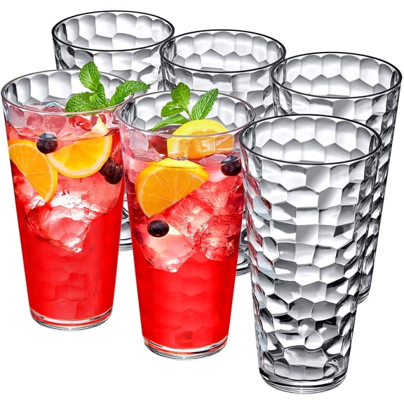 30-ounce Plastic Tumblers Set of 6 All-Clear Reusable Stackable Drinking Cups