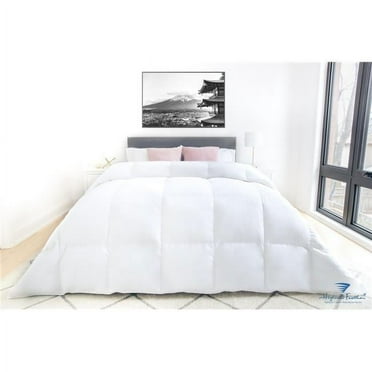30 oz 600 Fill Power European White Down Duvet 500TC Pure Cotton Casing with Corner Ties, Queen