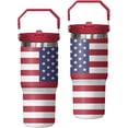 thumbnail image 1 of 30 oz American Flag 4th of July Tumbler with Handle and Flip Straw, Gifts For Memorial Day Veterans day Independence day, Patriots Coffee Mug Water Bottle, Labor Day Stainless Steel Insulated Cup, 1 of 6