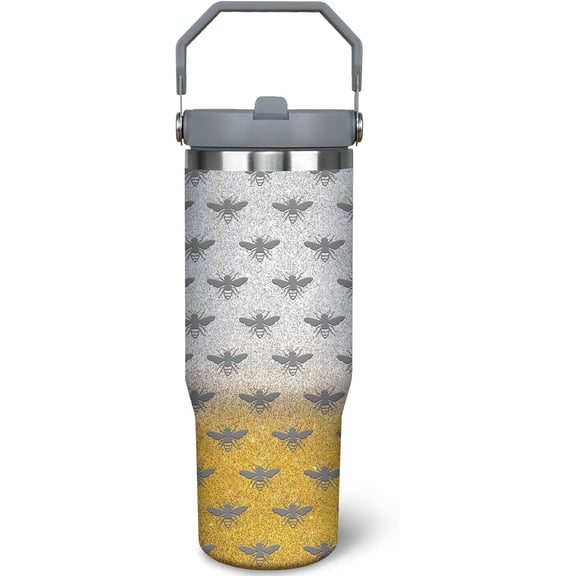 30 oz Bee Tumbler with Handle Gifts for Bee Lover 30oz Stainless Steel Travel Cup Mug Water Bottle