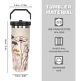 thumbnail image 1 of 30 oz Black Bottle Spill Proof Mushroom Tumbler with Top Handle and Straw Lid Stainless Steel Double Wall Insulated Tumbler Coffee Mug Gift for Women Men Travel Cup for Car (Plant), 1 of 5