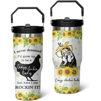 30 oz Chicken Lover''s Tumbler with Handle Vacuum Reusable Insulated, Featuring a Leak-proof 2-in-1 Lid and Straw - Sunflower-Themed Birthday, Christmas, Mother''s Day Gifts for Women Chicken Owners