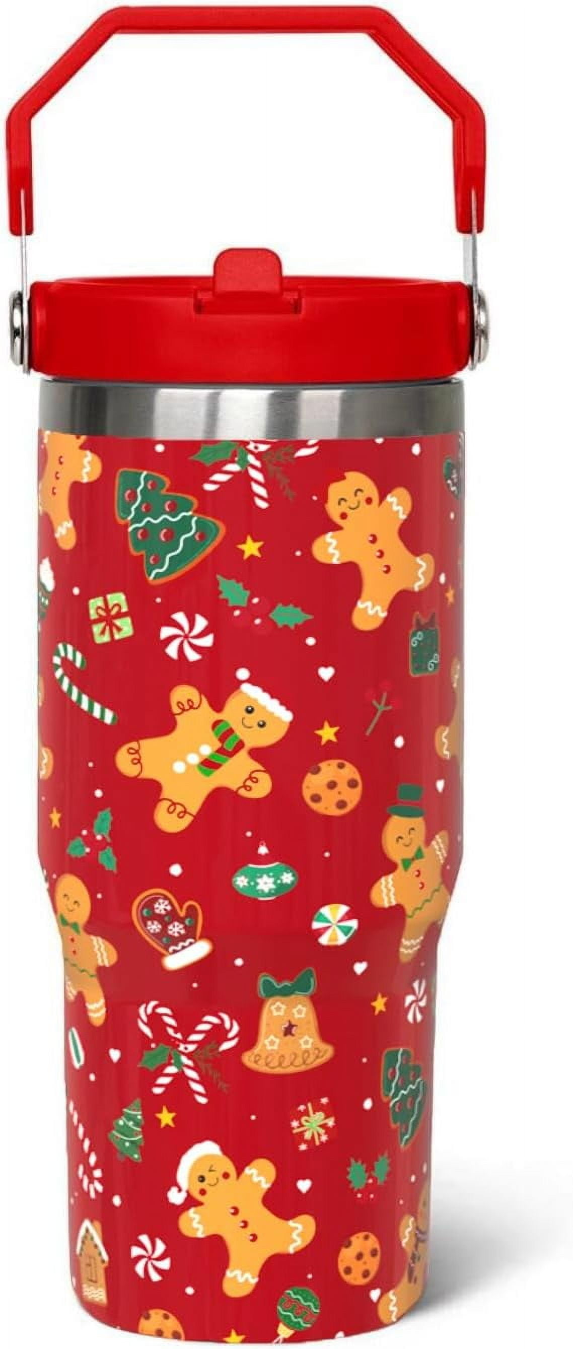 30 oz Christmas Gingerbread Iceflow Flip Tumbler with lid and Straw,Christmas CoffeeTravel Mug Cup Water Botter,Christmas Gifts for Women,Christmas Stuff Decor Accessories