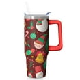 thumbnail image 1 of 30 oz Christmas Reindeer Ornaments Tumbler with Handle and Straw, Stainless Steel Cup 30 oz, Leak Proof Holiday Mug, Festive Present, 1 of 5