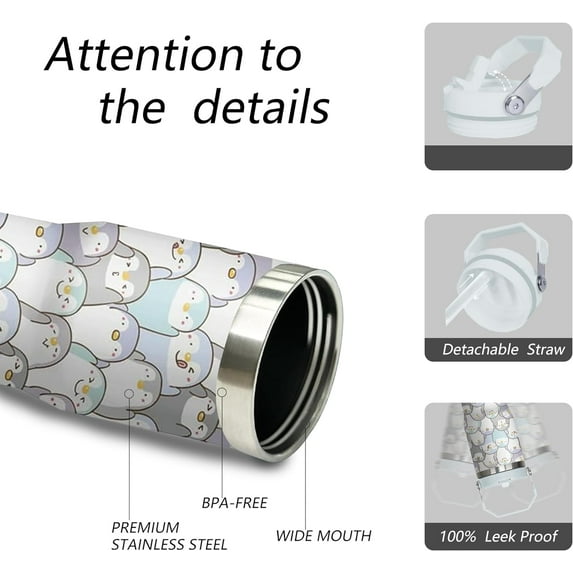 30 oz Cute Penguin Tumbler with Handle and Flip Straw, Stainless Steel Insulated Cup with Lid and Straw,Travel Coffee Mug Water Bottle,Christmas Birthday Mothers Day Gifts for Women Animal Lovers