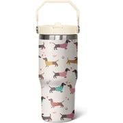 30 oz Dachshund Iceflow Flip Tumbler with lid and Straw,Dachshund CoffeeTravel Mug Cup Water Botter, Dog Gifts for Women,Dachshund Stuff Decor Accessories