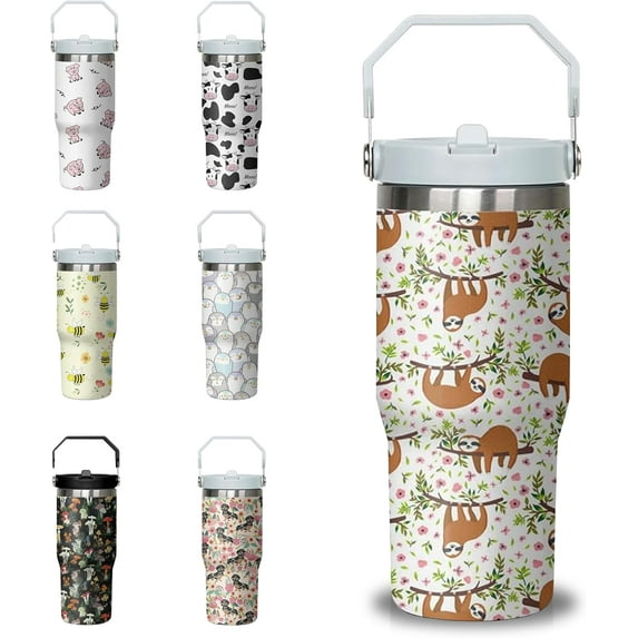 30 oz Dachshund Tumbler with Handle and Flip Straw, Dog Stainless Steel Insulated Cup with Lid and Straw,Travel Coffee Mug Water Bottle,Christmas Birthday Mothers Day Gifts for Women Animal Lovers