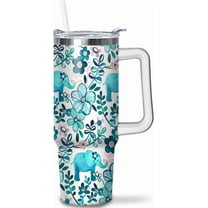 30 oz Elephant Tumbler with Handle and Straw, 30oz Insulated Stainless Elephant Tumbler Coffee Travel Mugs Cup Water Bottle Frog Lovers Gifts for Women Girls
