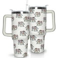 30 oz Elephant Tumbler with Handle and Straw, Boho Bohemian Floral
