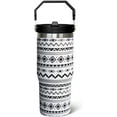 thumbnail image 1 of 30 oz Flip StrawTumbler With Handle,Black White Boho Vacuum Insulated Leakproof FlipTumbler With Straw Cups Water Bottle CoffeeTravel Tumbler, Boho Decor/Accessories for Women, 1 of 7