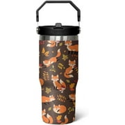 30 oz Fox Iceflow Flip Tumbler with lid and Straw,Fox CoffeeTravel Mug Cup Water Botter, Fox Gifts for Fox Lovers Fox Stuff Decor Accessories
