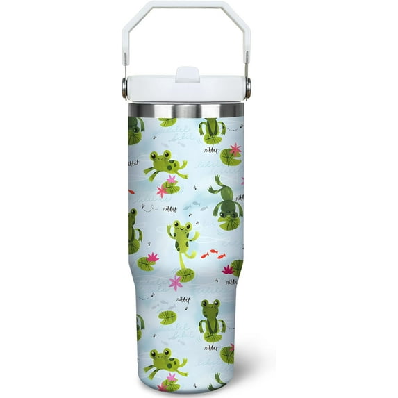 30 oz Frog Tumbler with Handle Gifts for Frog Lover 30oz Stainless Steel Travel Cup Mug Water Bottle
