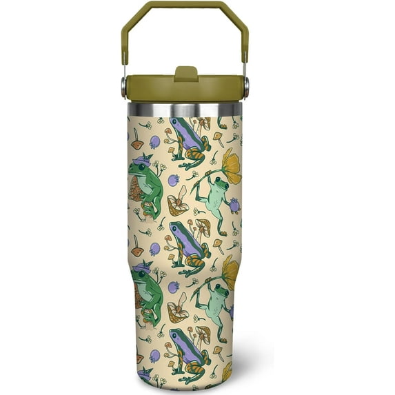30 oz Frog Tumbler with Handle Gifts for Frog Lover 30oz Stainless Steel Travel Cup Mug Water Bottle