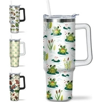 30 oz Frog Tumbler with Handle and Straw, 30oz Insulated Stainless Frog Tumbler Coffee Travel Mugs Cup Water Bottle Frog Lovers Gifts for Women Girls