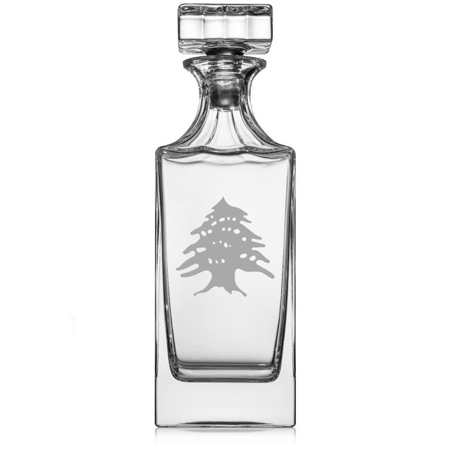 30 oz Glass Whiskey Decanter with Glass Stopper Gift Cedar Tree Lebanon