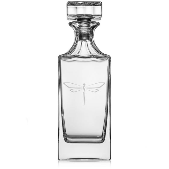 30 oz Glass Whiskey Decanter with Glass Stopper Gift Dragonfly