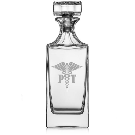30 oz Glass Whiskey Decanter with Glass Stopper Gift PT Physcial Therapist