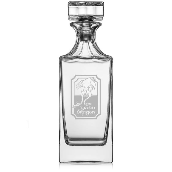 30 oz Glass Whiskey Decanter with Glass Stopper Gift The Green Dragon