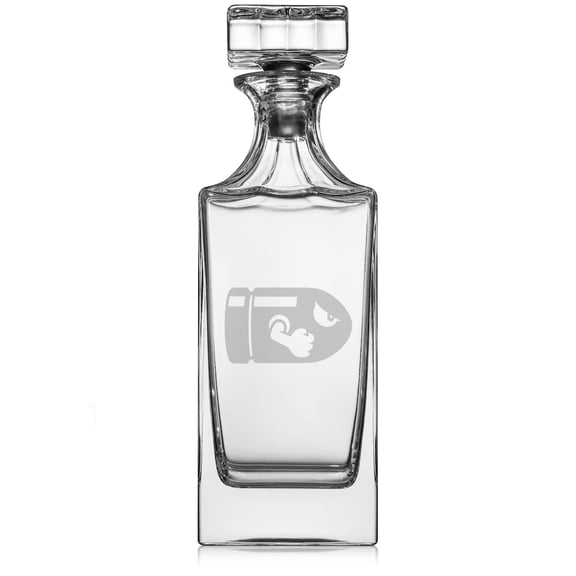 30 oz Glass Whiskey Decanter with Glass Stopper Gift Video Game Bullet