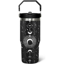 30 oz Goth Tumbler with Handle Lid and Straw,Sun and Moon Cup Gothic Witch Coffee Travel Mug Cup,Astrology Witchy Gifts for Women, Goth Halloween Decor Witch Stuff for Women