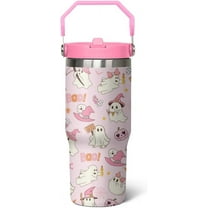 30 oz Halloween Boo Flip Tumbler Insulated Stainless Tumbler, Goth Ghost Travel Coffee Cup Water Bottle, Witch Goth Decor For Women