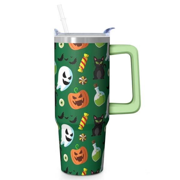 30 oz Halloween Pumpkin Spider Tumbler Insulated Stainless Tumbler, Cute Bat Ghost Coffee Cup Water Bottle, Holiday Gift for Girls