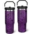 thumbnail image 1 of 30 oz Halloween Tumbler with Handle and Straw, Purple Spider Web Stainless Steel Vacuum Insulated Travel Coffee Mug Cup Water Bottle, Halloween Decor Stuff Gifts for Women, 1 of 6